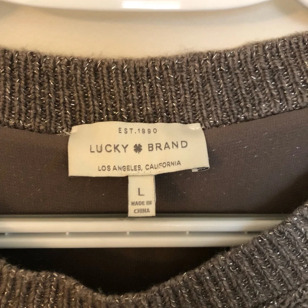 Lucky Brand Shimmery Taupe Lined Sweater NWOT
